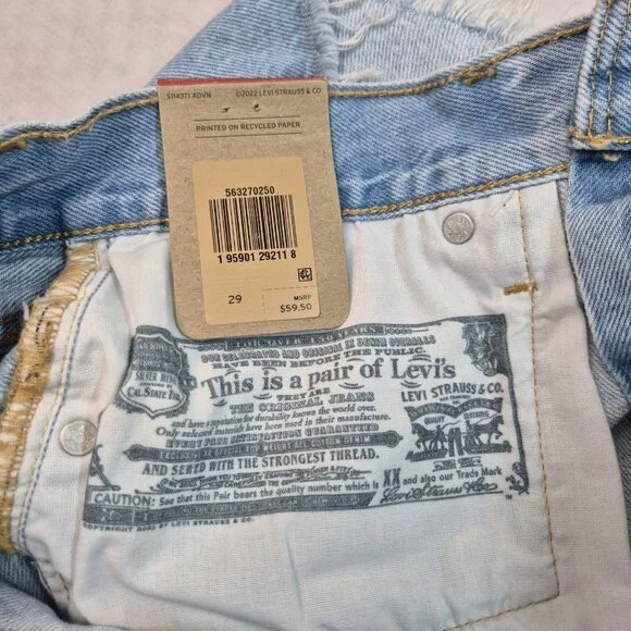 Levi's 501 Size 29 Women's HIGH Rise Ripped Distressed Jean Denim Shorts Blue 55 - Picture 5 of 8